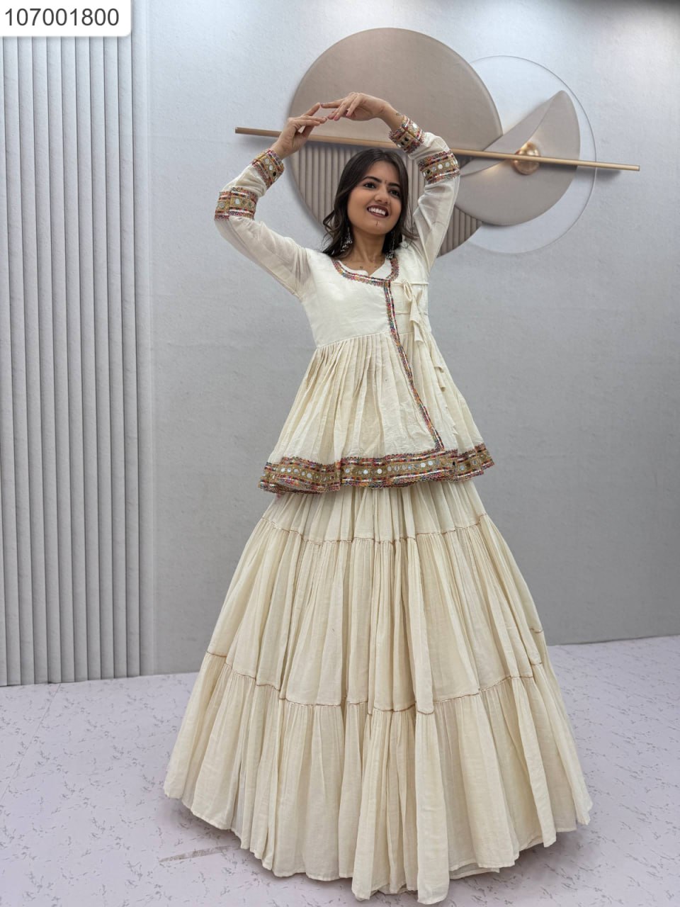 Graceful Off-White Peplum & Lehenga Set 🤍✨ | Festive Ethnic Wear