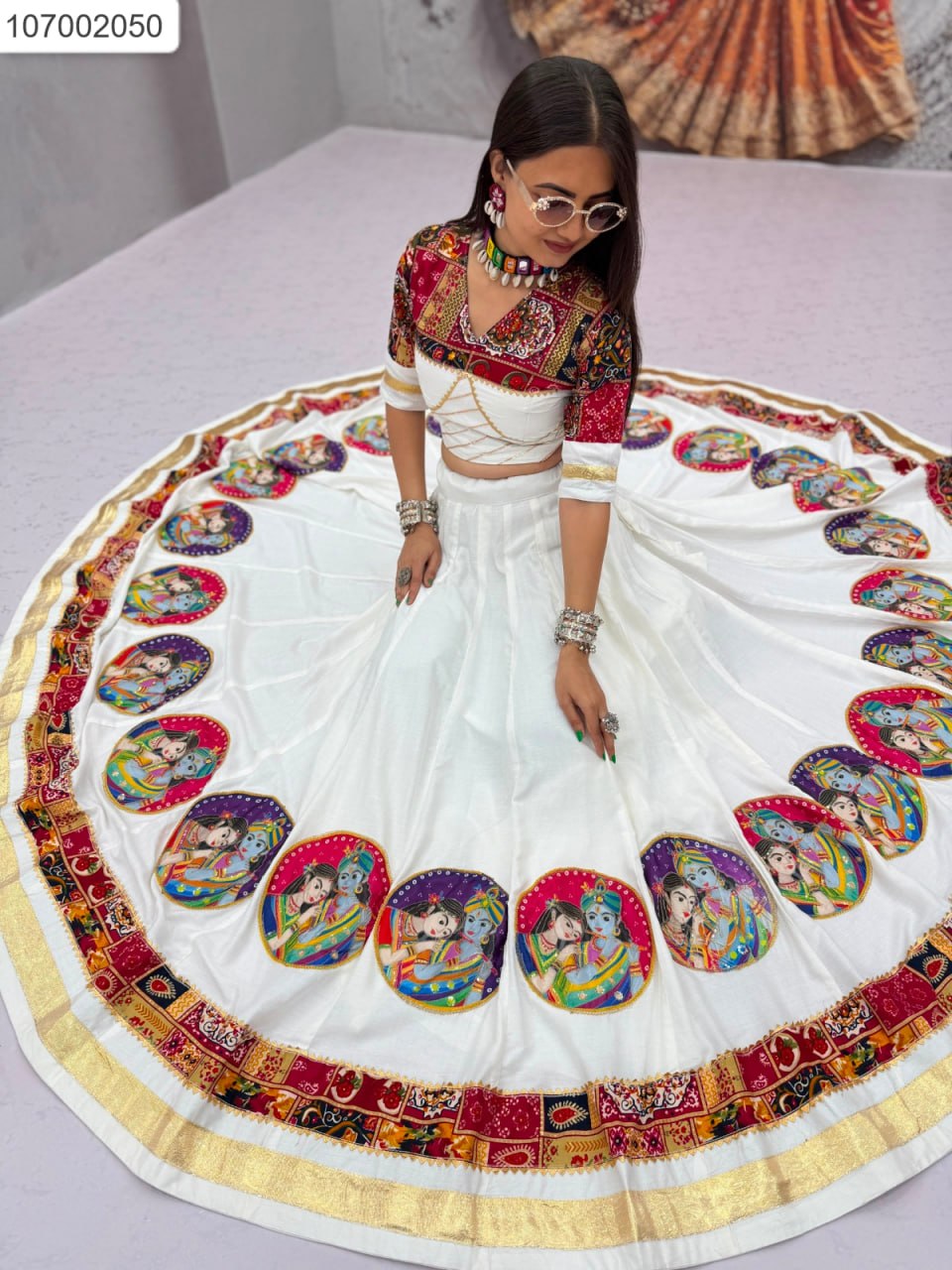 Radha-Krishna Theme Designer Lehenga Set 🖤🤍 | Festive & Traditional Look
