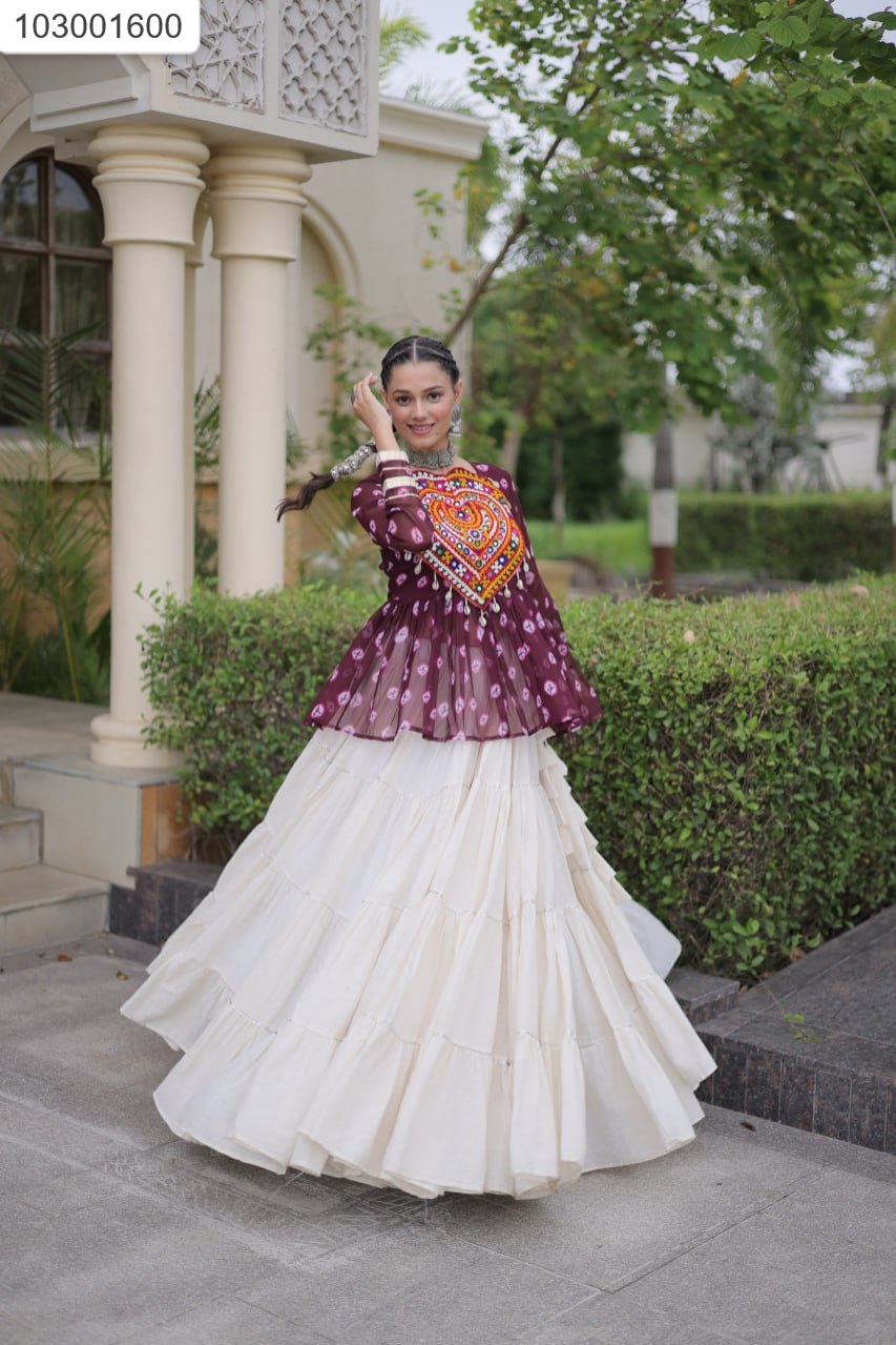 Designer Bandhani Kurti & White Tiered Lehenga Collection 💃✨ | Festive & Garba Special